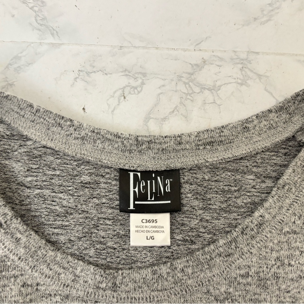 Felina Women's Long Sleeve Pull Over Shirt Size L Gray Knit Round Neck Top - Picture 4 of 5